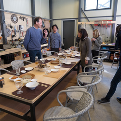 The team get ready for lunch. Mr. and Mrs. Kim's house.