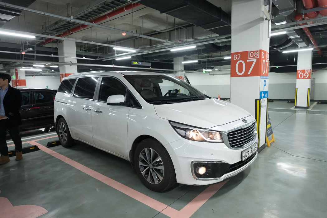 Our faithful car and a bit of our driver, Du-won.