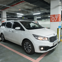 Our faithful car and a bit of our driver, Du-won.