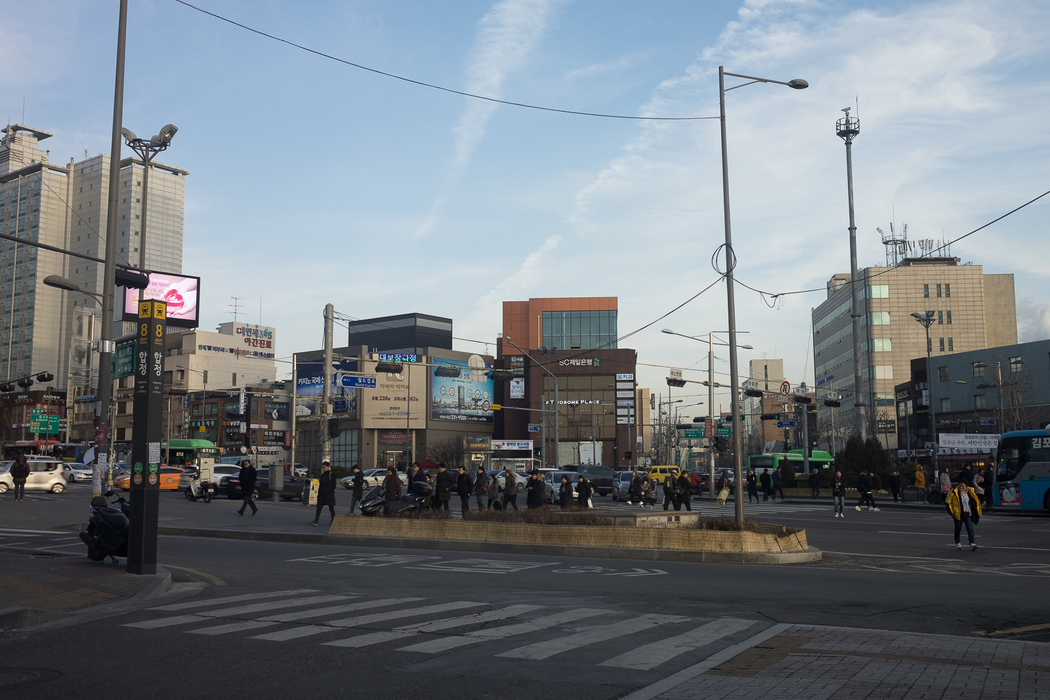 Stopping for petrol in Seoul's university district.