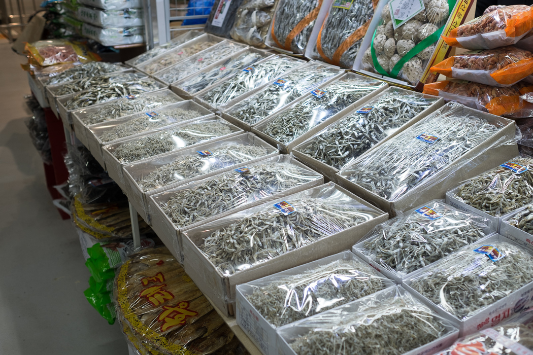 Dried fish for sale in Garak market, Seoul.