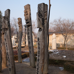 Totem poles, Gyeongbokgung palace, Seoul.