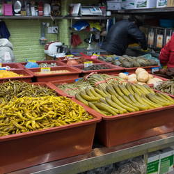 Pickled vegetables for sale in Garak market, Seoul.